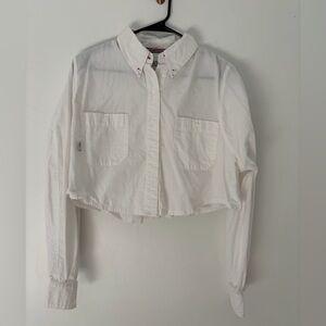 BDG White Cropped Button Down Shirt XS Y2K Oxford Top